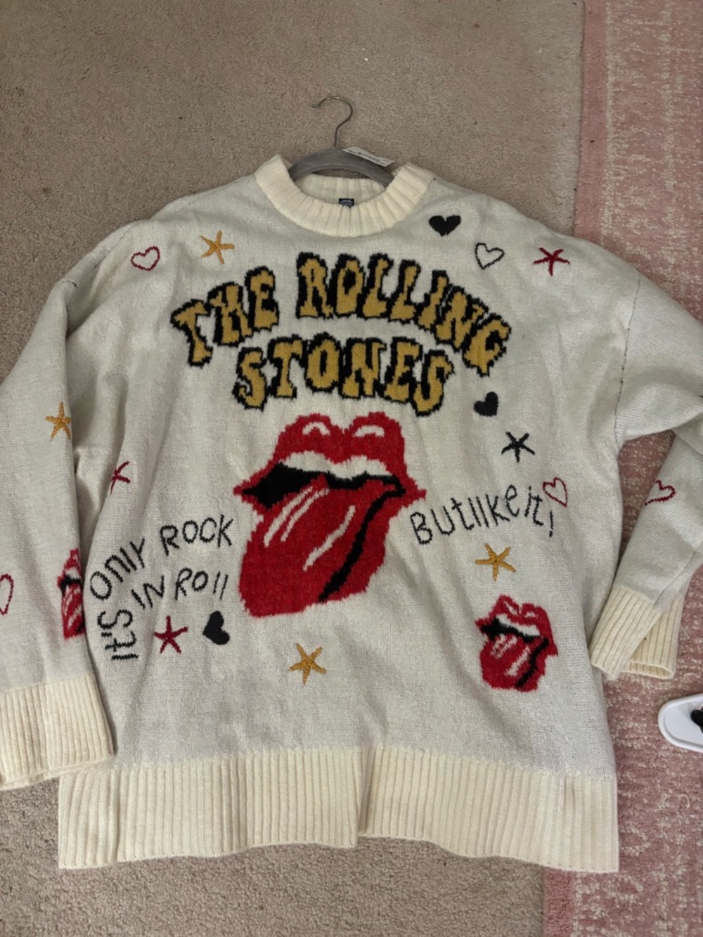 NWT American Eagle The Rolling Stones Cream Graphic Crewneck Sweater